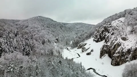 Flight over the river next to the rock Stock Footage 231261720