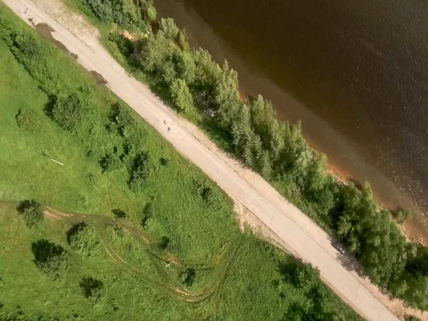 Flight over river road rotation. Stock Footage 77469632