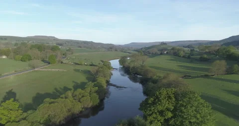 Flight over a river in the valley Stock Footage 133203983