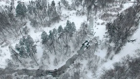 Flight over the river in winter Vidéo 71358921