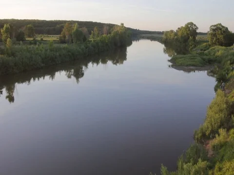 Flight over the river.Nature Stock Footage 100192085