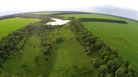 Flight over river,valley and forest Video stock 64313016