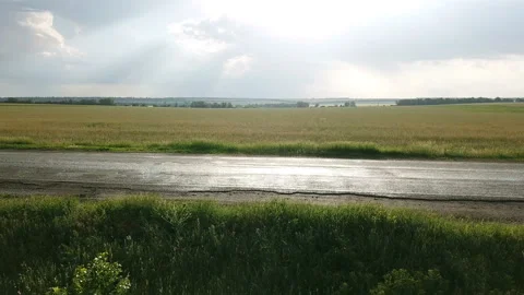 Flight over the road with a bus Видео 91708203