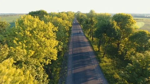 A flight over the road a motorcycle ride Video stock 80804869