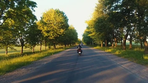 A flight over the road a motorcycle ride Video stock 80805084