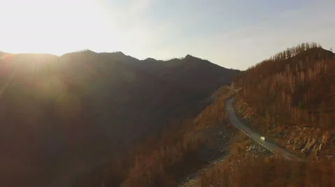 Flight over the road mountain pass Stock Footage 67562069