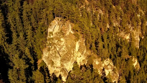 Flight Over The Rock And The Wood Stock Footage