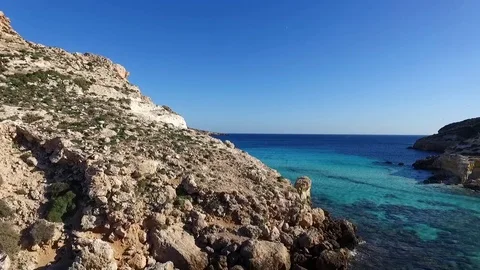 Flight over the rock coast in Sicily Stock Footage 71503779