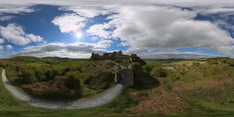 Flight over Rock of Dunamase Stock Footage 343891767