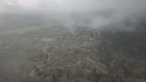 Flight over Rock mist road 4k Stock Footage 147141663