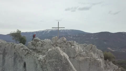 Flight over rocks cross climber 03 Stock Footage 148369198