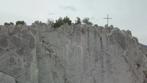 Flight over rocks cross climber 02 Stock Footage 148369350
