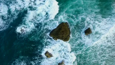 Flight over rocks in the middle of the atlantic ocean Stock Footage 231817746