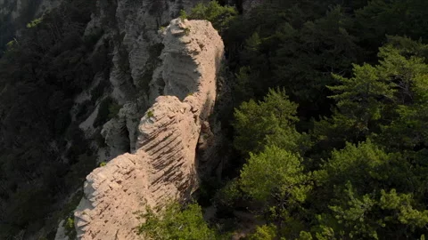 Flight over rocks trail Stock Footage 138482381