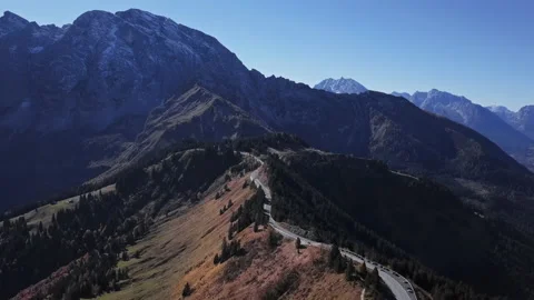 Flight over Rossfeld mountain panoramic road, Berchtesgaden, Germany Stock-Footage 170012498
