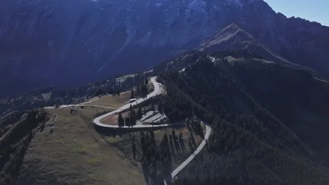Flight over Rossfeld mountain panoramic road, Berchtesgaden, Germany Stock Footage 230899792