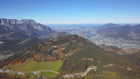 Flight over Rossfeld mountain panoramic road, Berchtesgaden, Germany Stock Footage 244215217