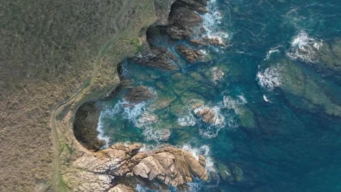 Flight Over Rugged Landscape Of Cabo de San Adrian  - drone shot Stock Footage 243008906