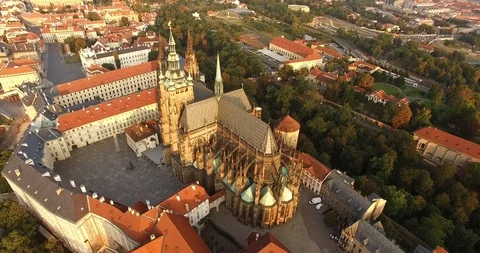Flight over Saint Vitus Cathedral Prague, Czech Republic Video stock 90251859