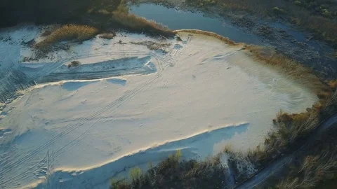 Flight over the sand mining company Видео 74142310