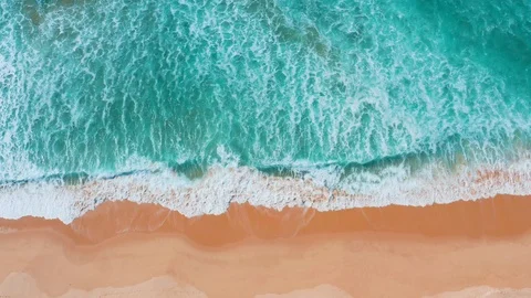 Flight Over the Sandy Beach and Waves Stock Footage 105197681
