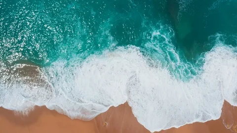 Flight over Sandy Beach and Waves Stock Footage 108191231
