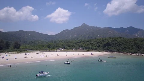 Flight Over Sandy Beach With Background Mountains Video stock 111524665