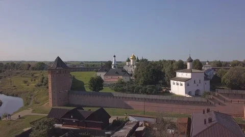 Flight over the Saviour Monastery of Saint Euthymius in Suzdal, Vladimir oblast Stock Footage 94583361