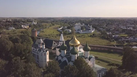 Flight over the Saviour Monastery of Saint Euthymius in Suzdal, Vladimir oblast Stock Footage 94584063