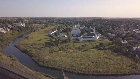 Flight over the Saviour Monastery of Saint Euthymius in Suzdal, Vladimir oblast Stock Footage 94584159