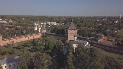 Flight over the Saviour Monastery of Saint Euthymius in Suzdal, Vladimir oblast Stock Footage 94584417