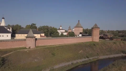 Flight over the Saviour Monastery of Saint Euthymius in Suzdal, Vladimir oblast Stock Footage 94585160