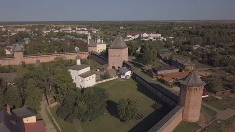 Flight over the Saviour Monastery of Saint Euthymius in Suzdal, Vladimir oblast Stock Footage 94585277