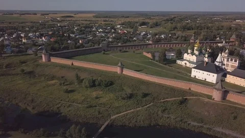 Flight over the Saviour Monastery of Saint Euthymius in Suzdal, Vladimir oblast Stock Footage 94586506