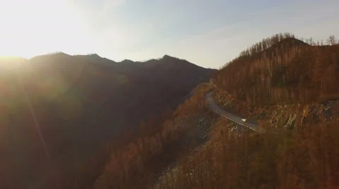 Flight over the scenic mountain road Video stock 67562015