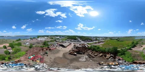 Flight over a scrap metal yard in the industrial area of Perth Amboy, NJ Video stock 197012962