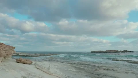 Flight over the sea with beautiful waves and sky Stock Footage 230623912
