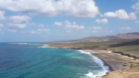 Flight over the sea with beautiful waves and sky Stock Footage 246483644