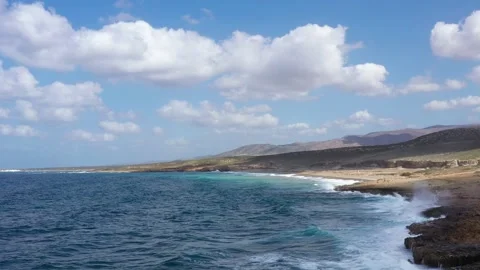 Flight over the sea with beautiful waves and sky Stock Footage 246489304