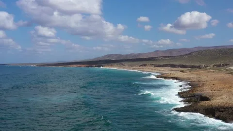 Flight over the sea with beautiful waves and sky Stock Footage 246606700