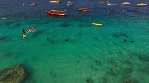 Flight Over the Sea Bots in Indian Ocean Near Gilli Islands 動画素材 63662161