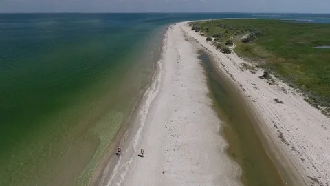 Flight over the sea coast Stock Footage 95990931