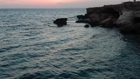 Flight over the sea during sunset Stock Footage 168704982