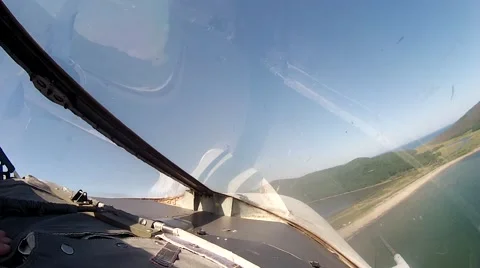 Flight over sea view from cockpit plane. 스톡 동영상 53779516