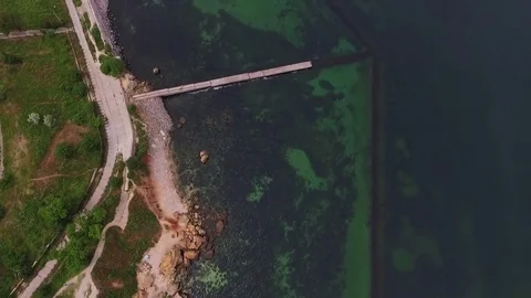 The flight over the shallow waters of the coastline Stock Footage 71269864