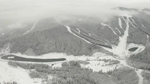 Flight over the ski resort at night Stock Footage 170793365