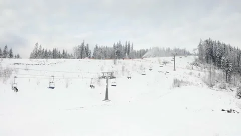 Flight over the ski resort at night Stock Footage 170793429