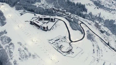 Flight over the ski resort at night Stock Footage 170793657