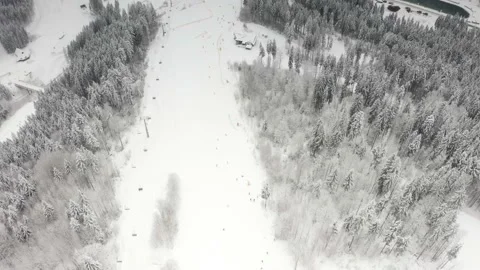 Flight over the ski resort at night Stock Footage 170793696