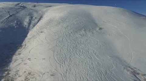 Flight over the slope in mountain ski resort. Stock Footage 59790528